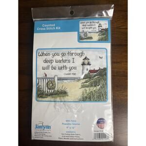 Janlynn Peaceful Shore Counted Cross Stitch Kit 999-7203 12"x9" Lighthouse Bible